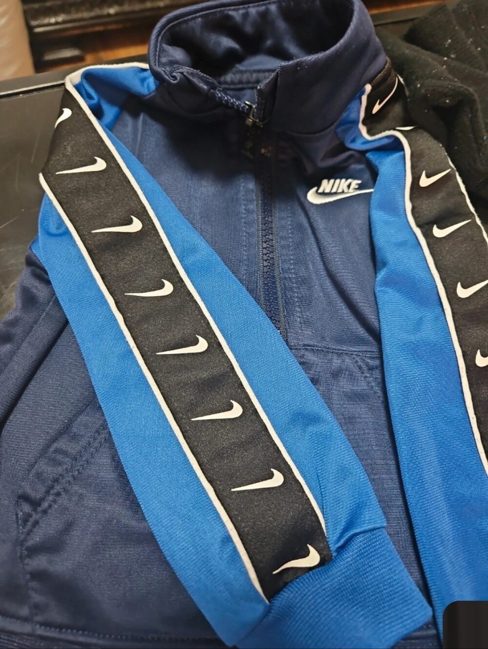 Nike Blue & Black Kids Track Jacket with White Swoosh Tape And Other Tshirt Blac
